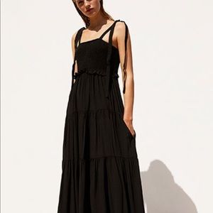 Zara Tiered Tie Shoulder Midi Dress, Size L
